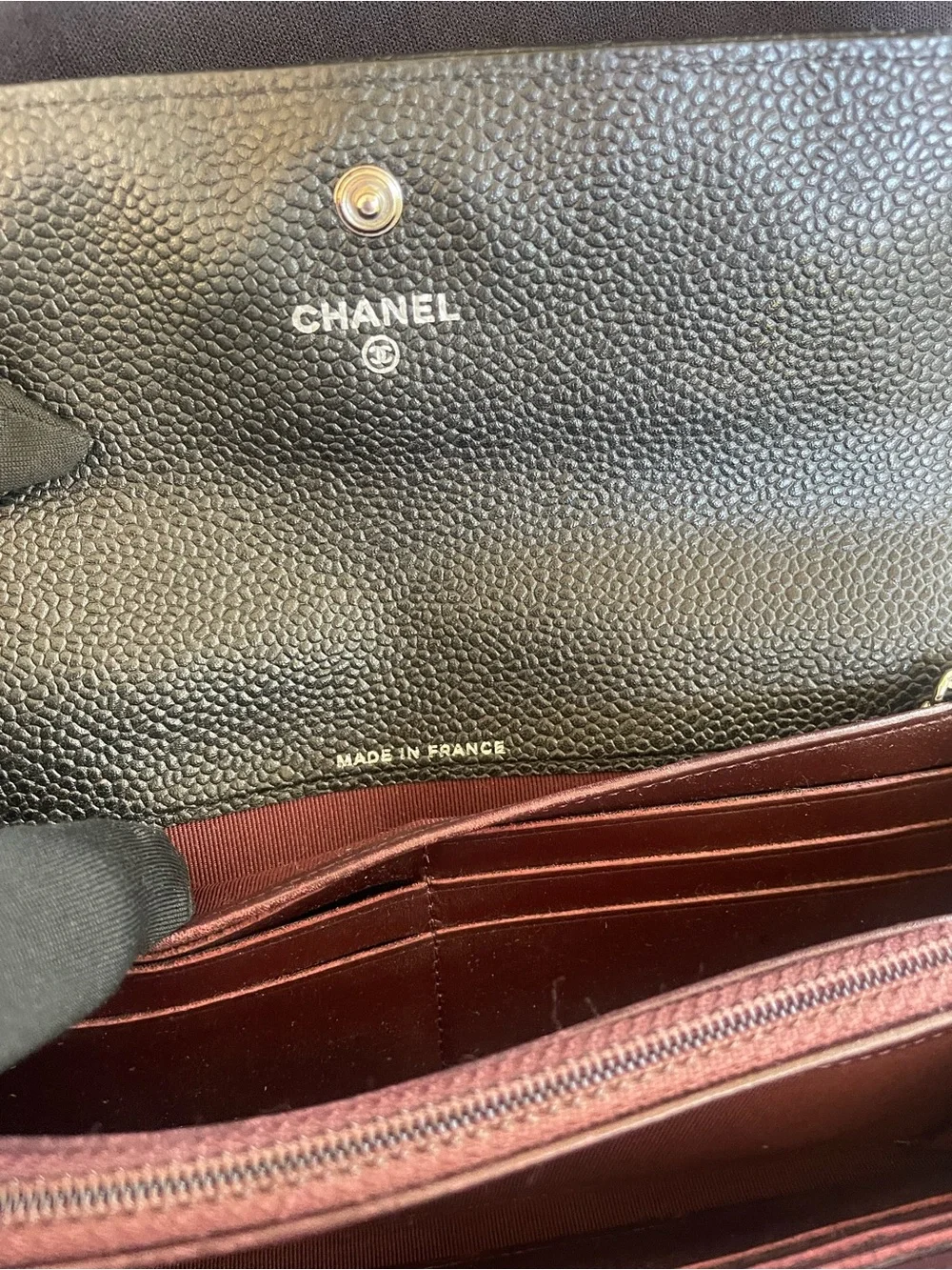 Auth. 🖤BLACK  CHANEL CAVIAR LONG WALLET WITH SILVER TONE HARDWARE.